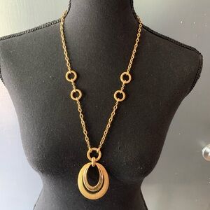 Crown Trifari vintage necklace/pendant. Polished and textured gold tone